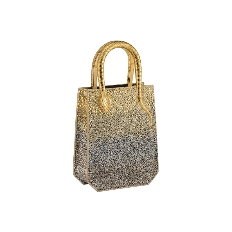 BVLGARI Serpenti Series Suede Tote Bag Shopping Bag Shoulder Bag Crossbody Bag Handbag Mini Women's Light Gold-1
