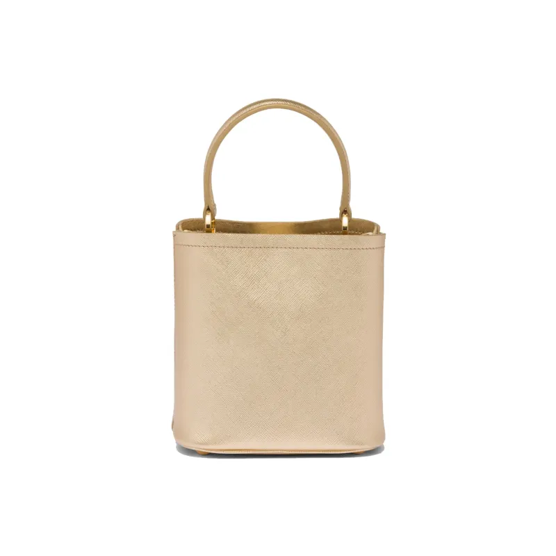 PRADA Panier Leather Bucket Bag Tote Bag Shopping Bag Shoulder Bag Crossbody Bag Handbag Mini Women's Platinum-1