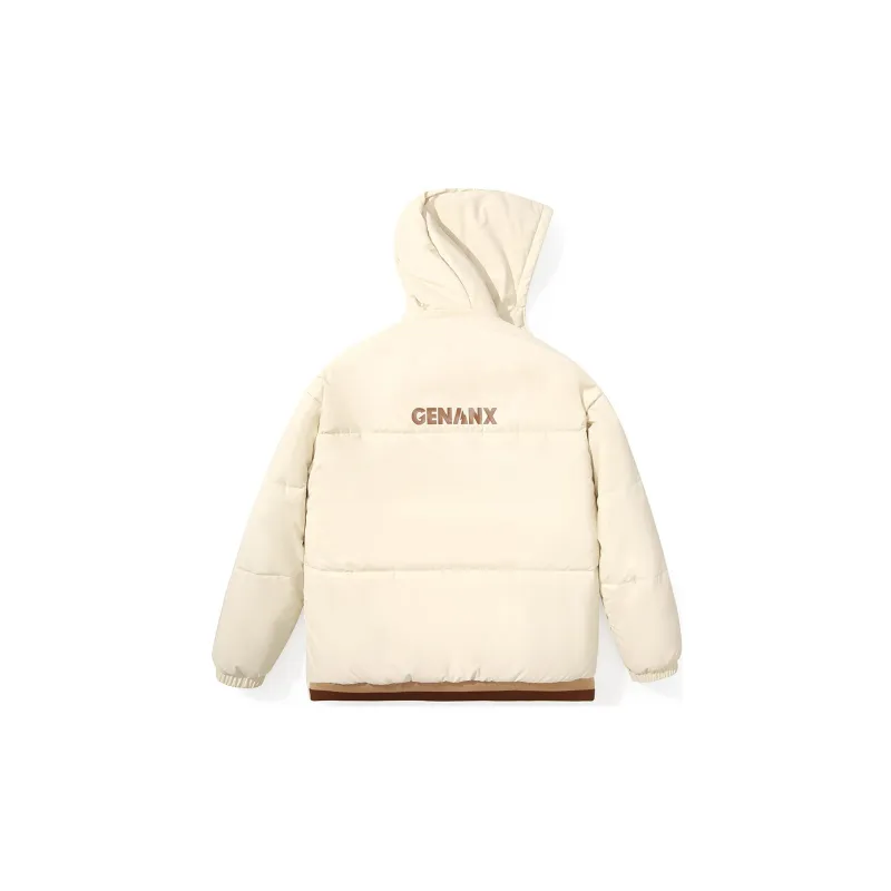 GENANX Letter Detachable Hood Loose Fit Puffer Jacket Unisex-2