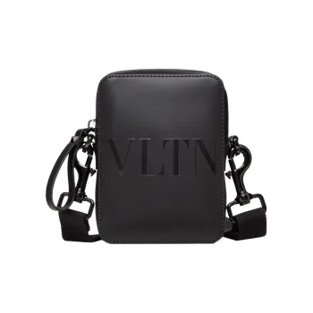 Valentino VLTN Calfskin Shoulder Bag, Crossbody Bag Small Size Men's Black