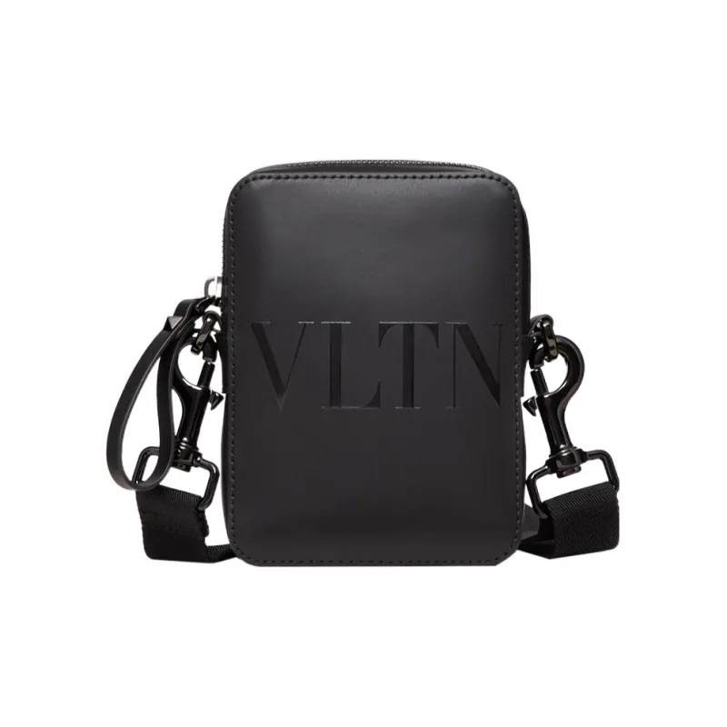 Valentino VLTN Calfskin Shoulder Bag, Crossbody Bag Small Size Men's Black-0