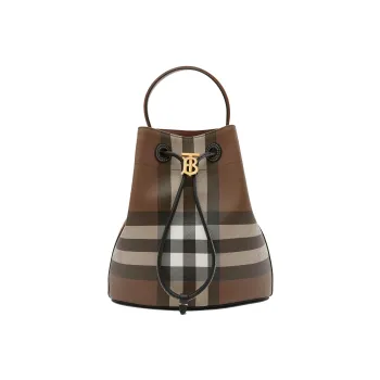 Burberry Leather Bucket Bag Handbag Shoulder Bag Crossbody Bag Small Size Women's Dark Birch Brown
