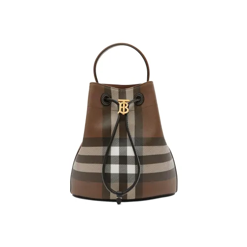 Burberry Leather Bucket Bag Handbag Shoulder Bag Crossbody Bag Small Size Women's Dark Birch Brown