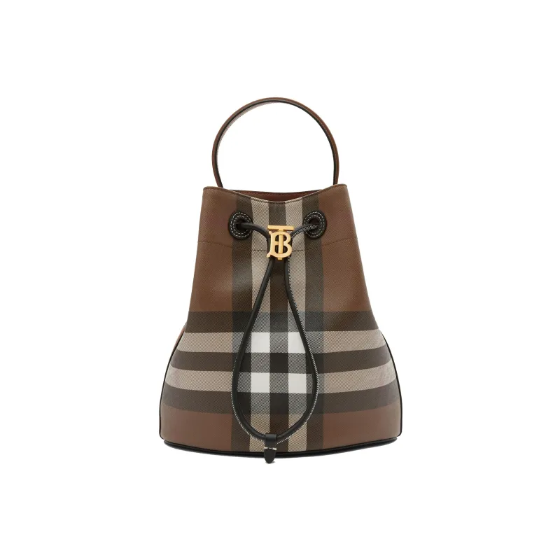 Burberry Leather Bucket Bag Handbag Shoulder Bag Crossbody Bag Small Size Women's Dark Birch Brown-0