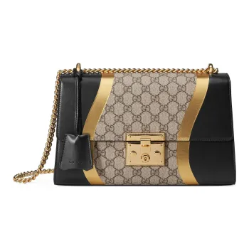GUCCI Padlock Canvas With Leather Box Bag, Crossbody Bag, Shoulder Bag Medium Size Women's