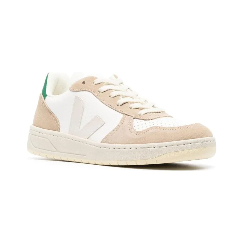 VEJA V 10 Chromfree Low Top Sneakers 'White Beige Green'-2