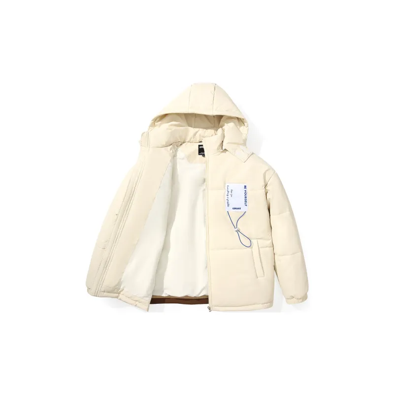 GENANX Letter Detachable Hood Loose Fit Puffer Jacket Unisex-1