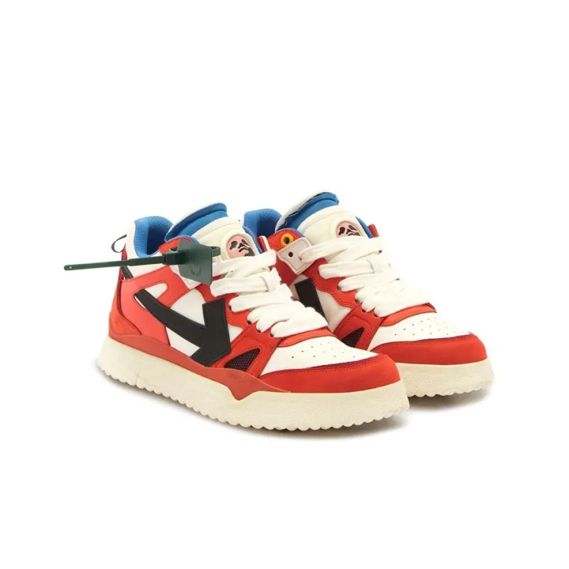 OFF WHITE New Mid Top Sponge Stylish Skateboarding Shoes Men's Red White-1