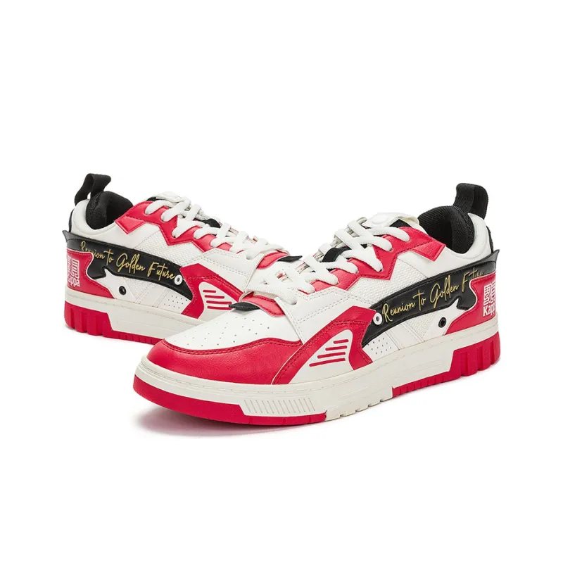 Kappa Low Top Skateboard Shoes Unisex Red White Black-3
