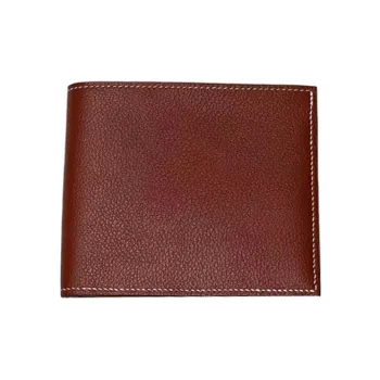 HERMES MC² Euclide Epsom Leather Card Clip Wallets Unisex 4E Sienne Ochre Red