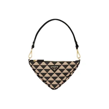 PRADA Fabric With Leather Shoulder Bag Handbag Mini Women's Black/Beige