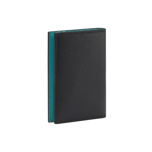 BVLGARI Calfskin Card Holder Men's Black-1