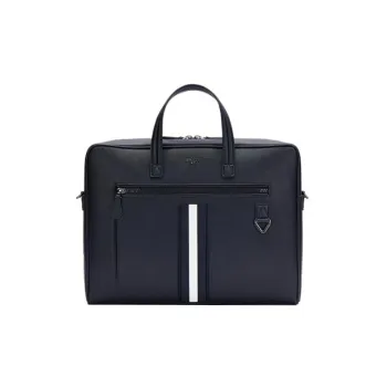 BALLY Fabric Cow Leather Patchwork Briefcase Shoulder Bag Crossbody Bag Handbag Regular Men's Black