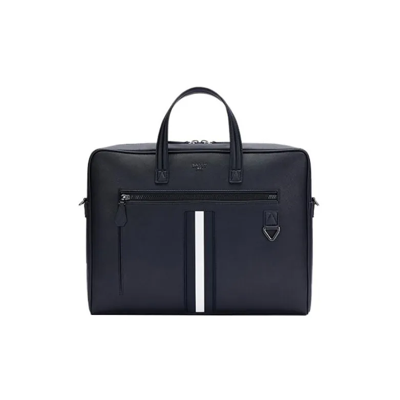 BALLY Fabric With Cow Leather Briefcase, Shoulder Bag, Crossbody Bag, Handbag Regular Men's Black-0
