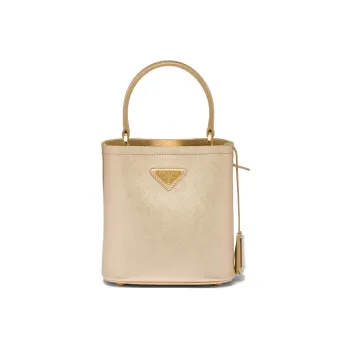 PRADA Panier Leather Bucket Bag Tote Bag Shopping Bag Shoulder Bag Crossbody Bag Handbag Mini Women's Platinum