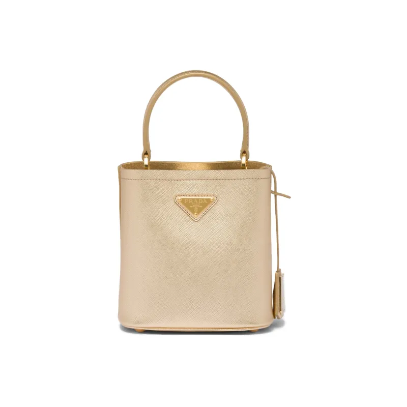 PRADA Panier Leather Bucket Bag Tote Bag Shopping Bag Shoulder Bag Crossbody Bag Handbag Mini Women's Platinum-0