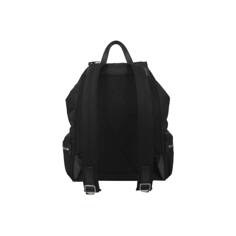 Burberry Fabric With Leather Backpack Large Size Men's Black-2