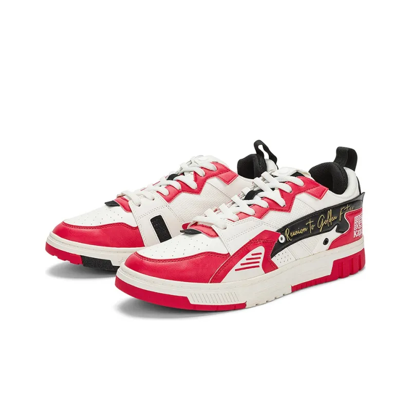 Kappa Low Top Skateboard Shoes Unisex Red White Black-2