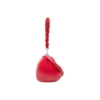 SIMONE ROCHA Leather Heart-Shaped Bag Shoulder Bag Crossbody Bag Handbag Women's Red