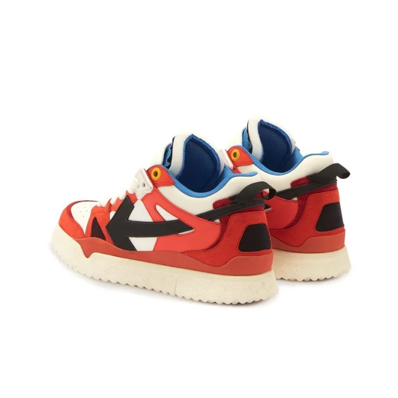 OFF WHITE New Mid Top Sponge Stylish Skateboarding Shoes Men's Red White-3