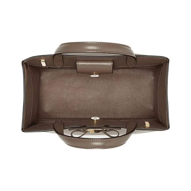 FERRAGAMO Natural Grain Cow Leather Handbag Medium Size Women's Camel-3