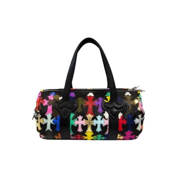 Chrome Hearts Leather Cylinder Bag One Shoulder Handbags Mini Women's Black