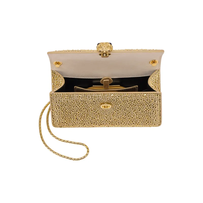 BVLGARI Serpenti Forever Suede Shoulder Bag Crossbody Bag Mini Women's Gold-3