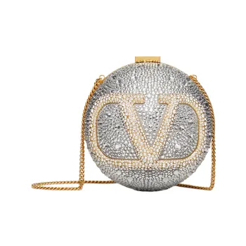 Valentino Faux Crystal Evening Bag, Shoulder Bag, Crossbody Bag Regular Women's Silver