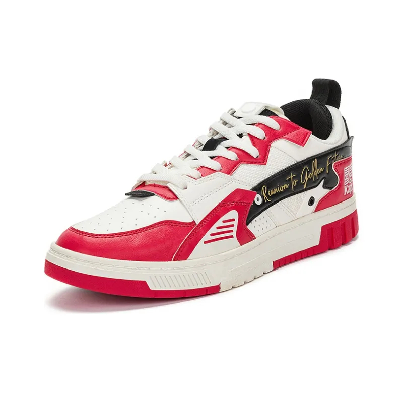 Kappa Low Top Skateboard Shoes Unisex Red White Black-1