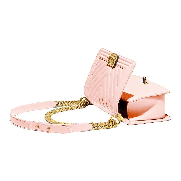 CHANEL Leboy Grain Calfskin Shoulder Bag, Crossbody Bag Medium Size Women's Orange Pink-1