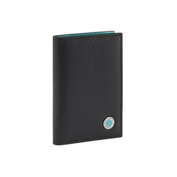 BVLGARI Calfskin Card Holder Men's Black