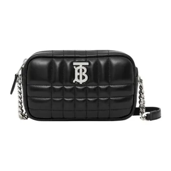 Burberry Quilted Leather Mini Lola Camera Bag Black/Silver tone