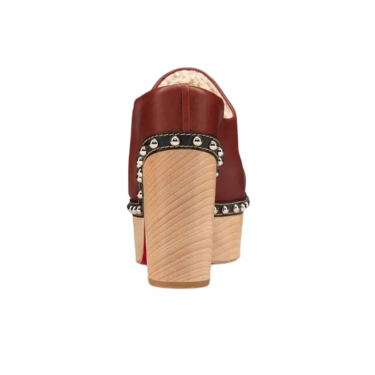 Christian Louboutin Jone 130mm Clog Bourbon Atlas Leather Women's-3