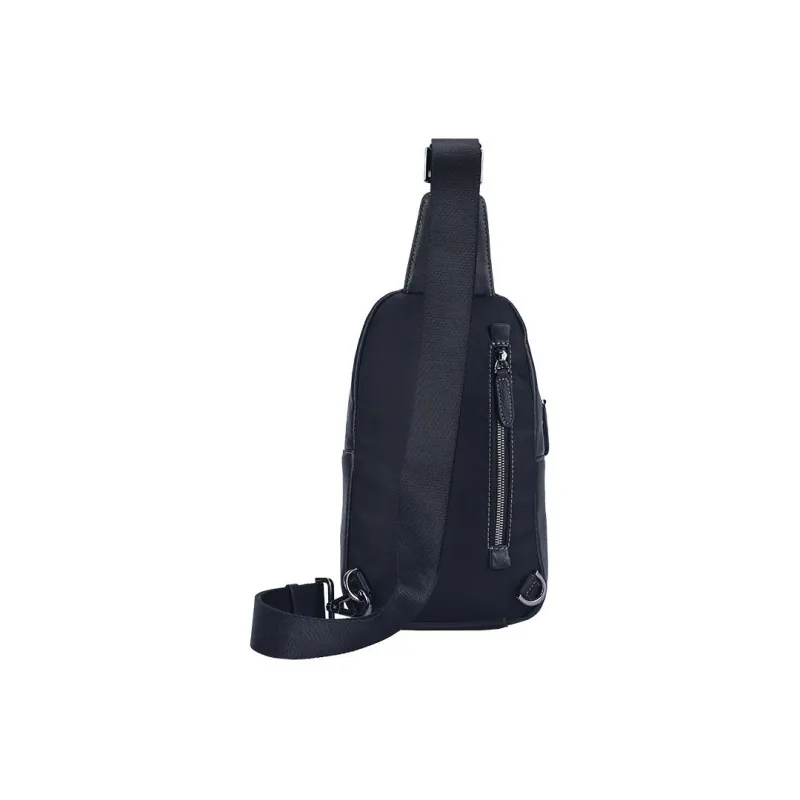 Hush Puppies Cow Leather One Shoulder Fanny Pack Sling Bag Medium Size Men's Black-3