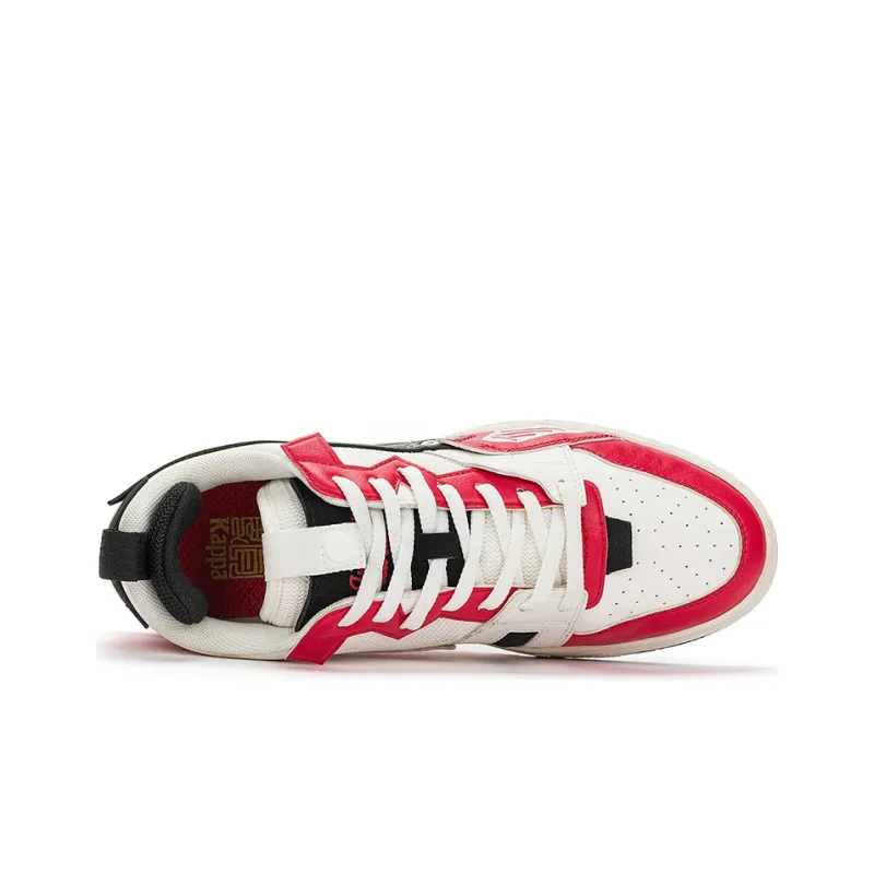 Kappa Low Top Skateboard Shoes Unisex Red White Black-4