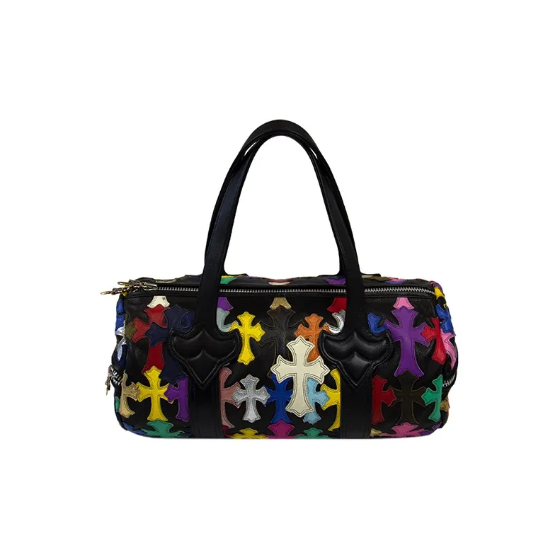 Chrome Hearts Leather Cylinder Bag One Shoulder Handbags Mini Women's Black-2