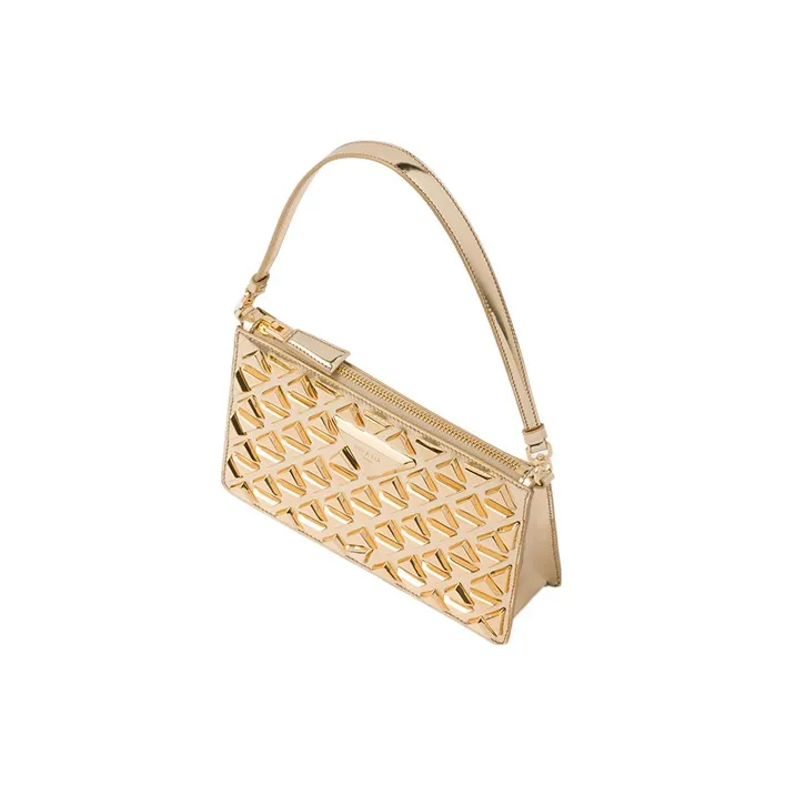 PRADA Leather Shoulder Bag Handbag Shoulder Bag Women's Gold-1