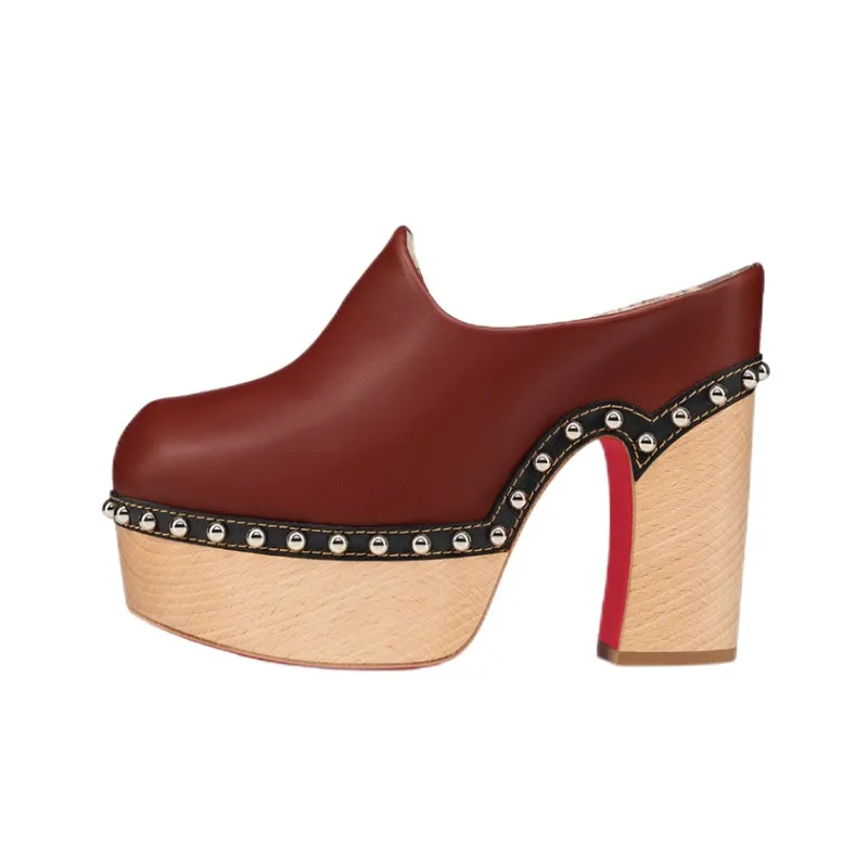 Christian Louboutin Jone 130mm Clog Bourbon Atlas Leather Women's-0
