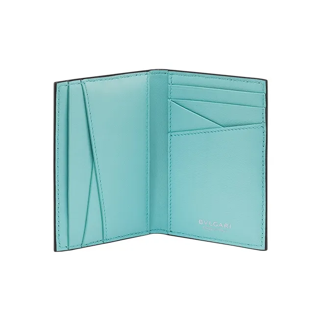 BVLGARI Calfskin Card Holder Men's Black-2
