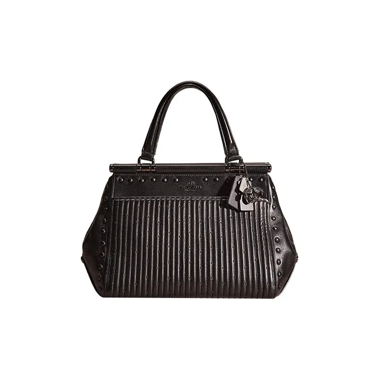 COACH Grace Nappa Leather Shoulder Bag Crossbody Bag Handbag Large Size Women's Black-0