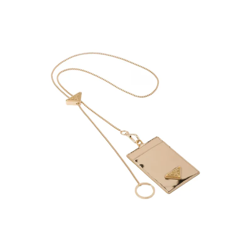 PRADA Leather Card Holder Women's Gold-2