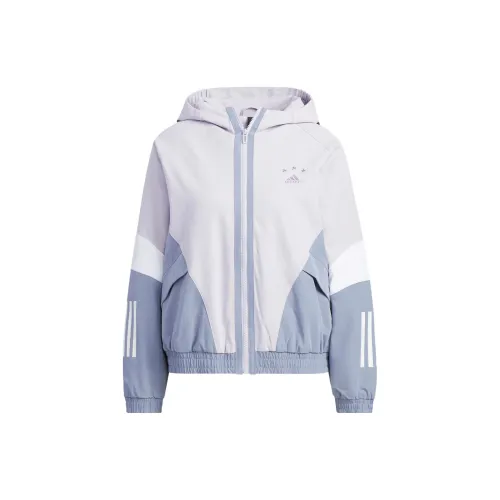 adidas Women'ss Embroidered Striped Woven Hooded Jacket Lilac