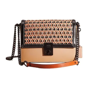 COACH Hutton Calfskin Portable Crossbody Bag Shoulder Bag Women's Taupe