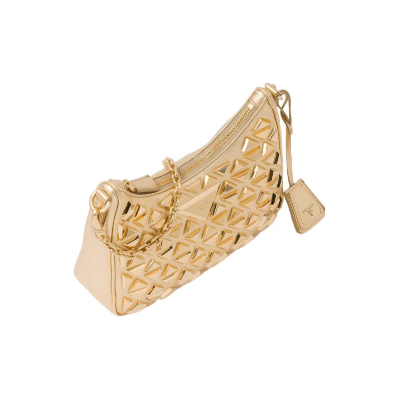 PRADA Nappa Leather Handbag Shoulder Bag Women's Gold-1