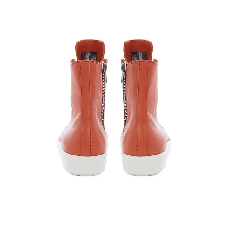 RICK OWENS/RO Cortina Grease Mid Top Stylish Skateboarding Shoes Men's Orange-3