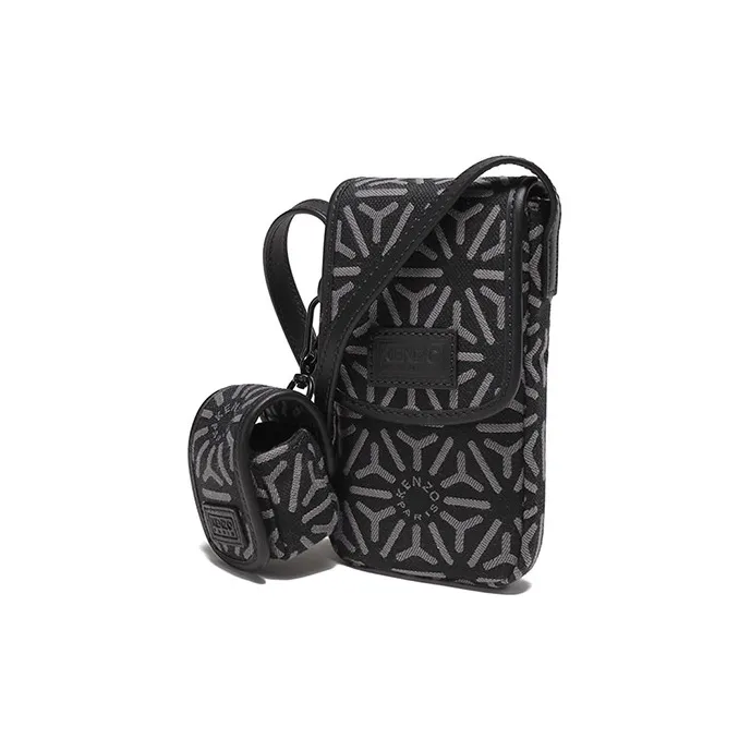 KENZO Fabric Earphone Case Crossbody Bag, Shoulder Bag With Cell Phone Pouch Unisex Dusty Gray-1