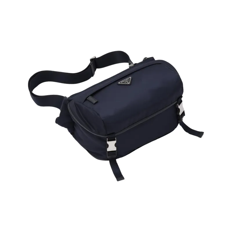 PRADA Recycled Nylon Fabric With Leather Crossbody Bag Shoulder Bag Men's Marine Blue-2
