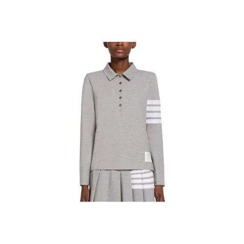 THOM BROWNE Rugby Polo Shirts Women's Light Gray