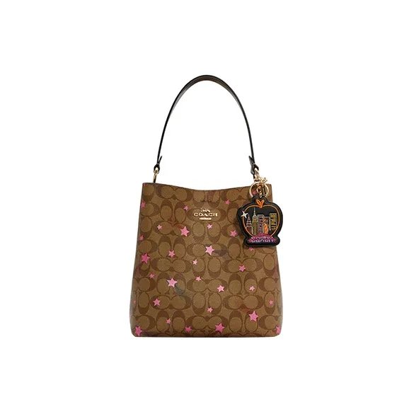 COACH Leather With Coated Canvas Bag Charm Bag Accessory Women's Black-1