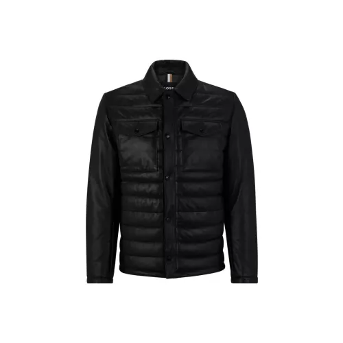 HUGO BOSS Leather Jackets Men Black